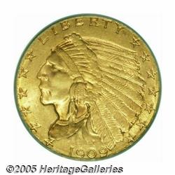 1909 $2 1/2 MS64 PCGS. A lovely example showing b