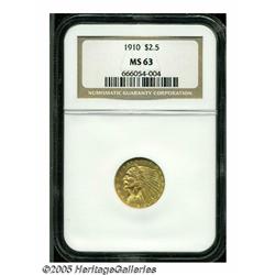 1910 $2 1/2 MS63 NGC. Boldly struck with unusuall