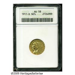1911-D $2 1/2 AU58 ANACS. An important offering f