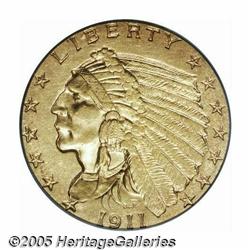 1911-D $2 1/2 AU58 PCGS. A bright yellow-gold exa