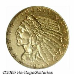 1911-D $2 1/2 MS61 NGC. Light yellow-gold with sa