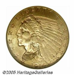 1914-D $2 1/2 MS64 NGC. Sharply struck with frost