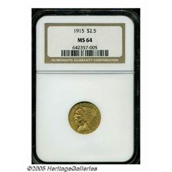 1915 $2 1/2 MS64 NGC. The 1915 quarter eagle beco