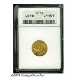 1926 $2 1/2 MS63 ANACS. Sharply struck and fully 