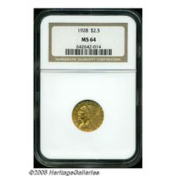1928 $2 1/2 MS64 NGC. Lustrous surfaces display g