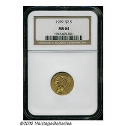1929 $2 1/2 MS64 NGC. Highly lustrous with frosty