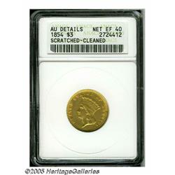 1854 $3 --Scratched, Cleaned--ANACS. AU Details, 