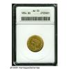 1854 $3 AU53 ANACS. Lustrous light yellow-gold wi