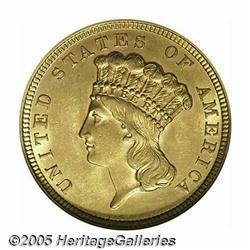 1854 $3 MS61 NGC. Lustrous and attractive with ju