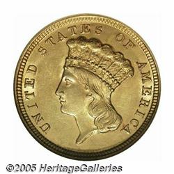 1854 $3 MS61 NGC. This coin has a few minor handl