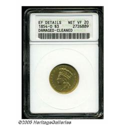1854-O $3 --Damaged, Cleaned--ANACS. XF Details, 