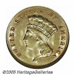 1878 $3 MS60 NGC. Fully lustrous and almost entir