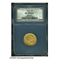 1886 $3 AU Details, Whizzed, NCS. A minutely pebb
