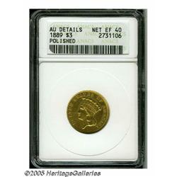 1889 $3 --Polished--ANACS. AU Details, Net XF40. 
