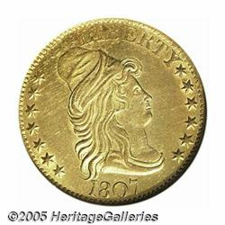 1807 $5 Bust Right AU58 NGC. Large Date, Breen-64