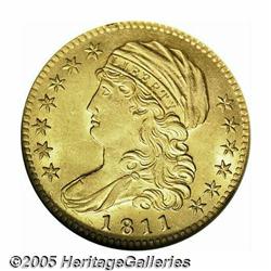 1811 $5 Tall 5 AU58 NGC. Breen-6463, B. 1-A, Mill