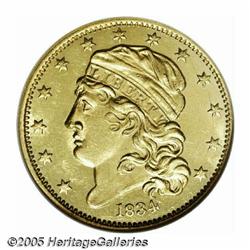 1834 $5 Capped Head, Crosslet 4 MS64 NGC. B. I-3,