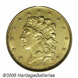 1834 $5 Plain 4 AU55 PCGS. A delightful example o