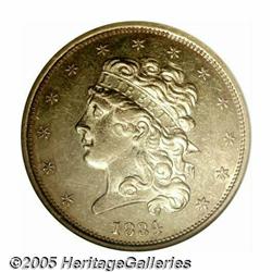 1834 $5 Plain 4 MS61 NGC. Second Head, Small Plai