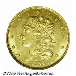 1834 $5 Plain 4 MS62 NGC. First Head, Breen-6501,