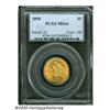 1898 $5 MS64 PCGS. Pretty orange-gold patina over