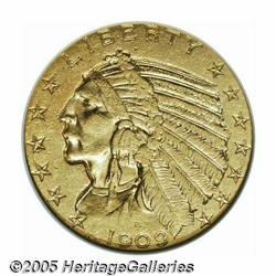 1909-O $5 AU53 ANACS. This is a pleasing example 