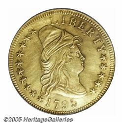 1795 $10 9 Leaves AU Details, Harshly Cleaned, NC