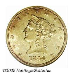 1844-O $10 AU58 NGC. Wholly original green-gold a