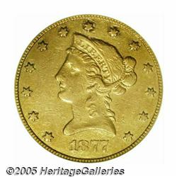 1877 $10 VF35 PCGS. Appealing olive-gold toning w