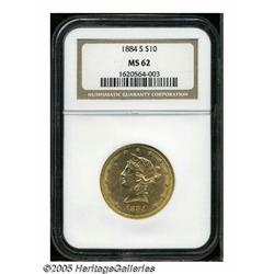 1884-S $10 MS62 NGC. Boldly defined and lustrous,