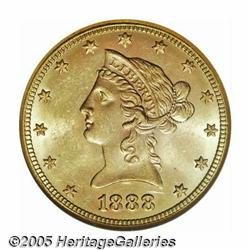 1888-S $10 MS63 NGC. Well frosted and satiny bene