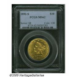 1892-S $10 MS62 PCGS. A boldly struck and lustrou