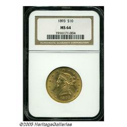 1893 $10 MS64 NGC. The 1893 is readily available 