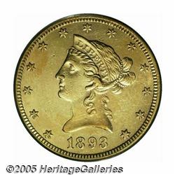 1893-CC $10 AU55 PCGS. Desirable final year Carso