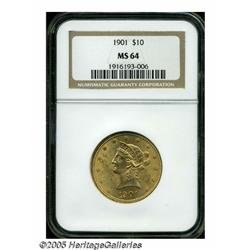 1901 $10 MS64 NGC. The hair above Liberty's ear s