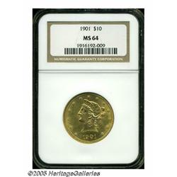 1901 $10 MS64 NGC. Radiant luster emanates from b