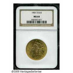 1901-S $10 MS64 NGC. A lustrous and lovely type c