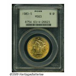 1903-S $10 MS63 PCGS. A gorgeous honey-gold type 