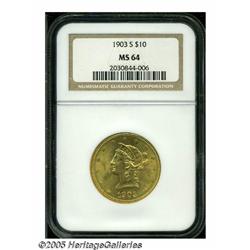 1903-S $10 MS64 NGC. A lustrous and nicely struck
