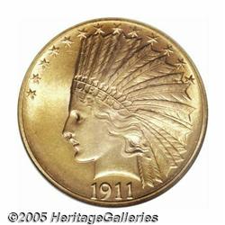 1911 $10 MS65 NGC. Extremely lustrous with peerle