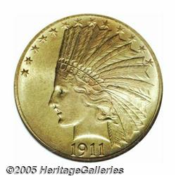 1911 $10 MS66 NGC. Both sides of this impeccable 