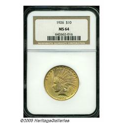 1926 $10 MS64 NGC. Readily available in grades up