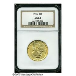 1926 $10 MS64 NGC. The surfaces display pleasing 
