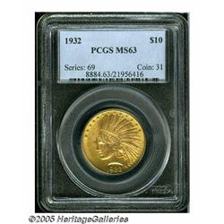 1932 $10 MS63 PCGS. Boldly struck and lustrous, w
