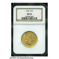 1932 $10 MS64 NGC. Typically struck with lovely, 