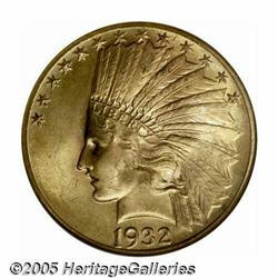 1932 $10 MS65 NGC. Frosty olive and reddish-tinge