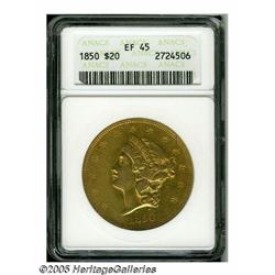 1850 $20 XF45 ANACS. Popular as a first year of i