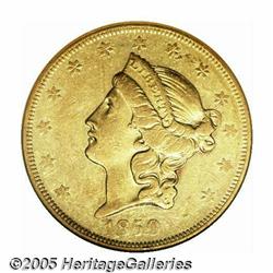 1850-O $20 AU50 NGC. Slightly prooflike in the fi