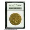 1851 $20 AU53 ANACS. An early Liberty Twenty that