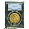 1852 $20 AU58 PCGS. Breen-7152. The date is boldl